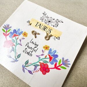 Taurus Earrings Zodiac Birthday Astrology NWT Jewelry